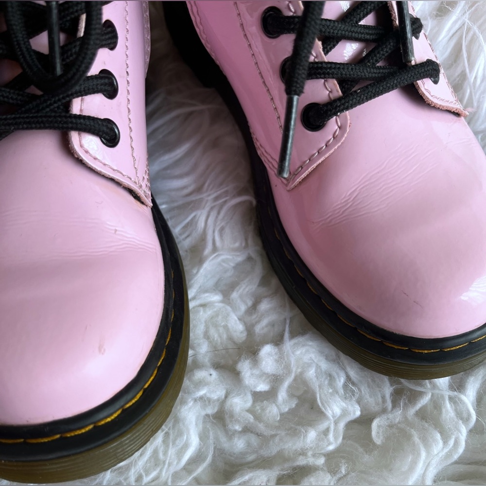 Dr Martens Pink Patent Leather Lace Up & Side Zip 1460 J Boits kids size 13 - Picture 10 of 10